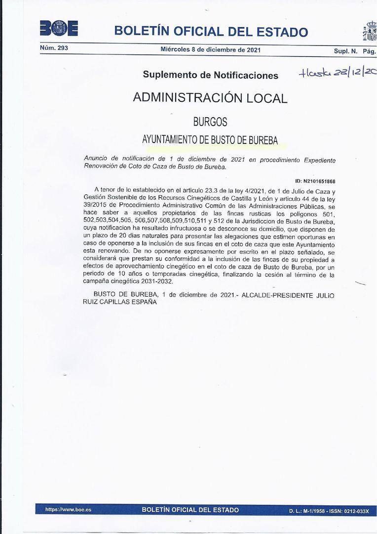 COTO DE CAZA DE BUSTO DE BUREBA